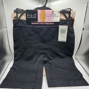 New- FIT 2 Pair Medium Ultra Soft Smoothing Shorts Black Beige Long Seamless